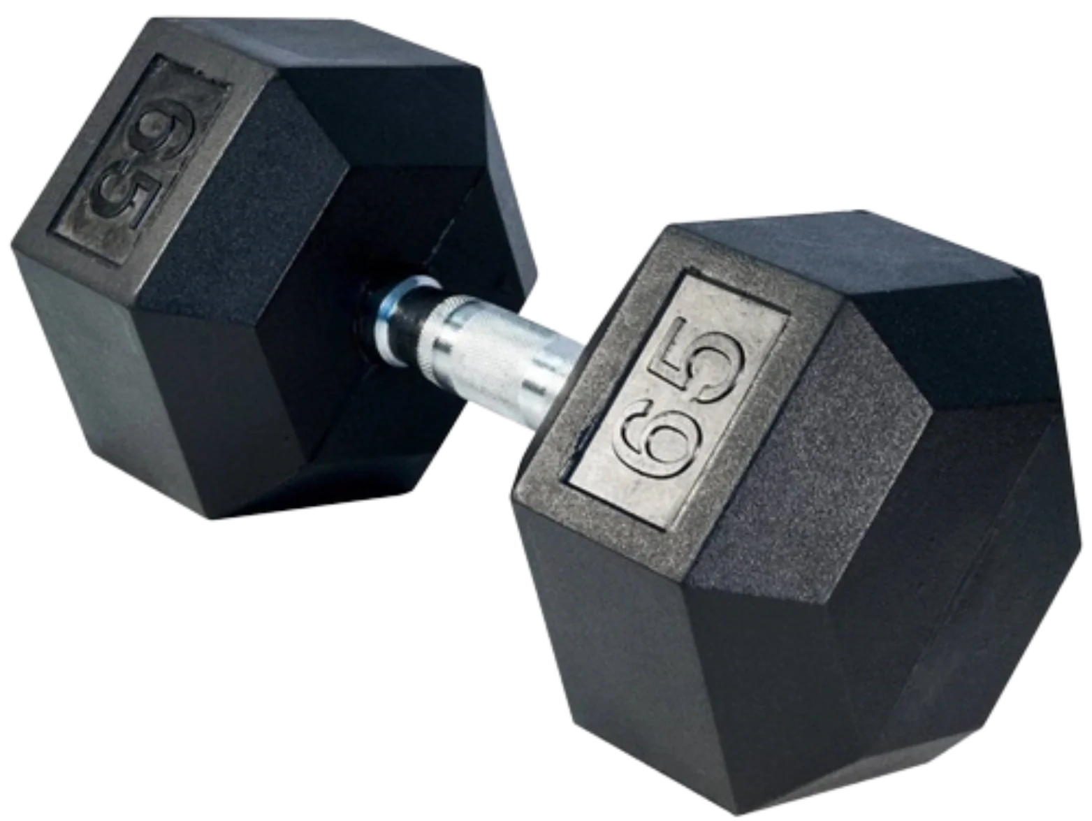 French Fitness Rubber Coated Hex Dumbbell 65 lbs - Single (New) Image