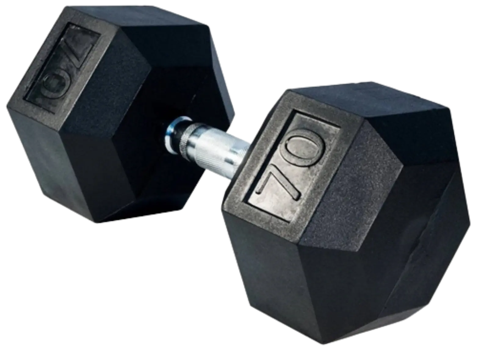French Fitness Rubber Coated Hex Dumbbell 70 lbs - Single (New) Image