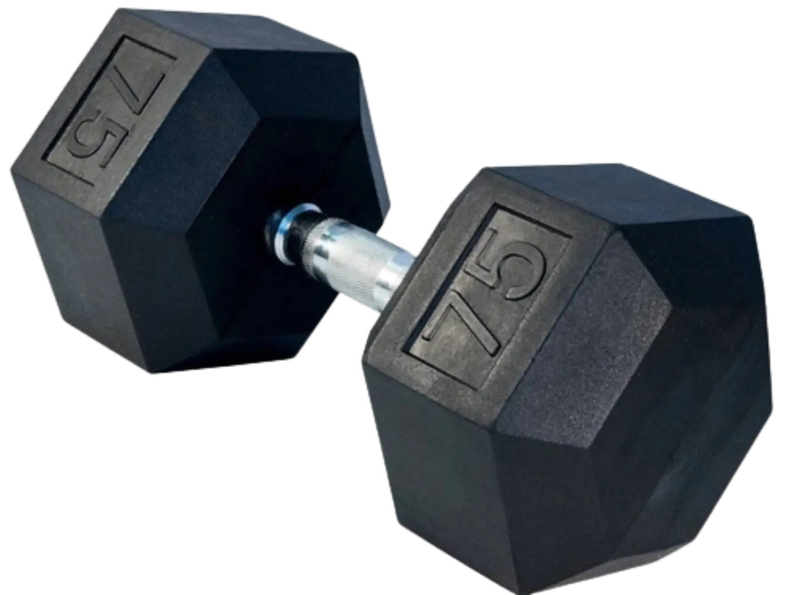 French Fitness Rubber Coated Hex Dumbbell 75 lbs - Single (New) Image