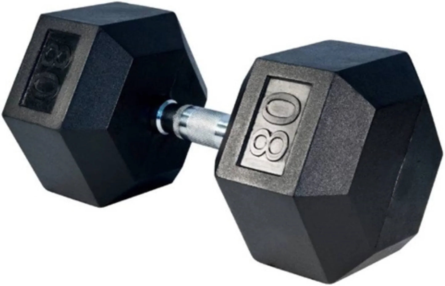 French Fitness Rubber Coated Hex Dumbbell Set 80-100 lbs (New) Image 2