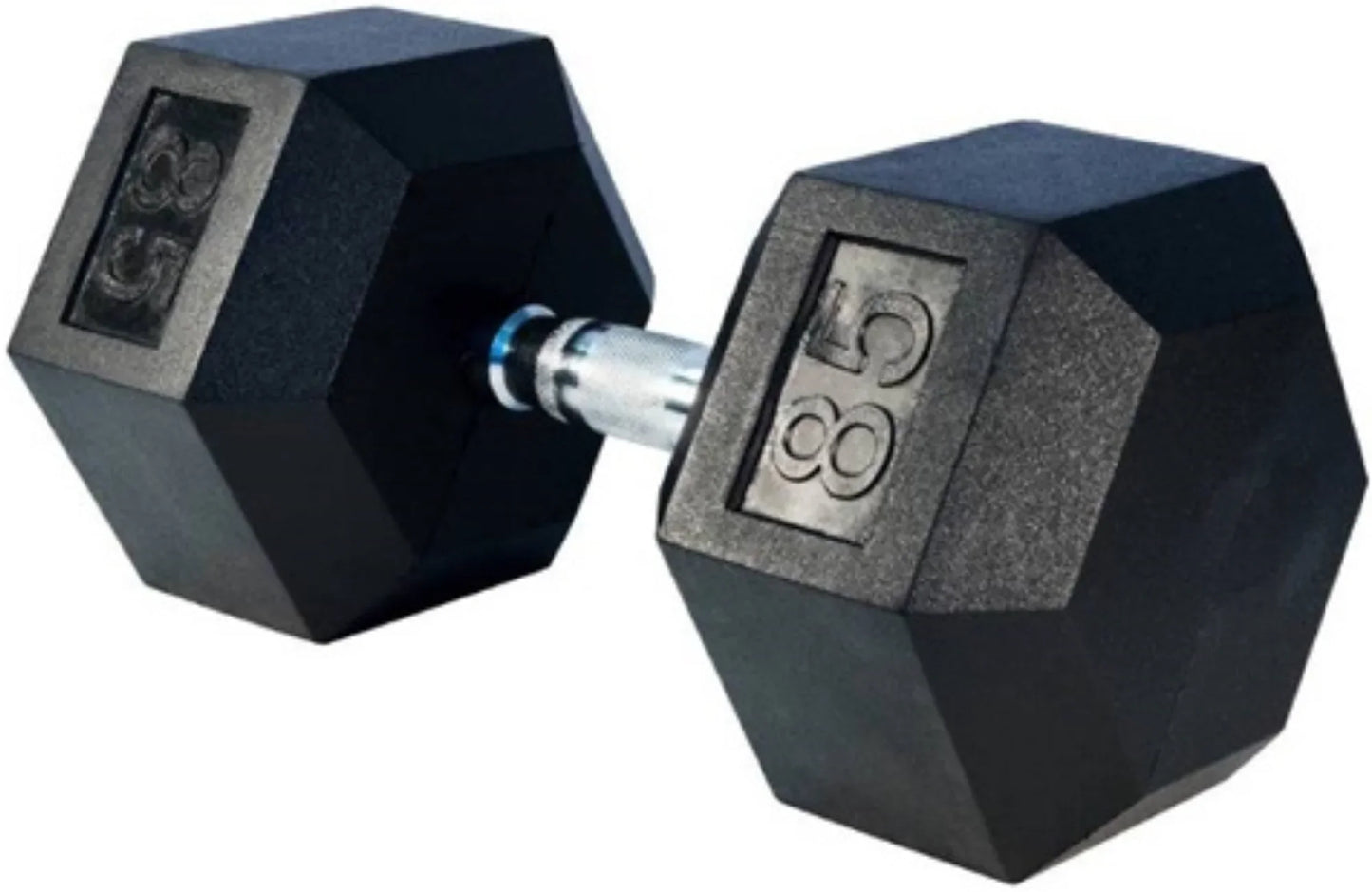 French Fitness Rubber Coated Hex Dumbbell Set 80-100 lbs (New) Image 3