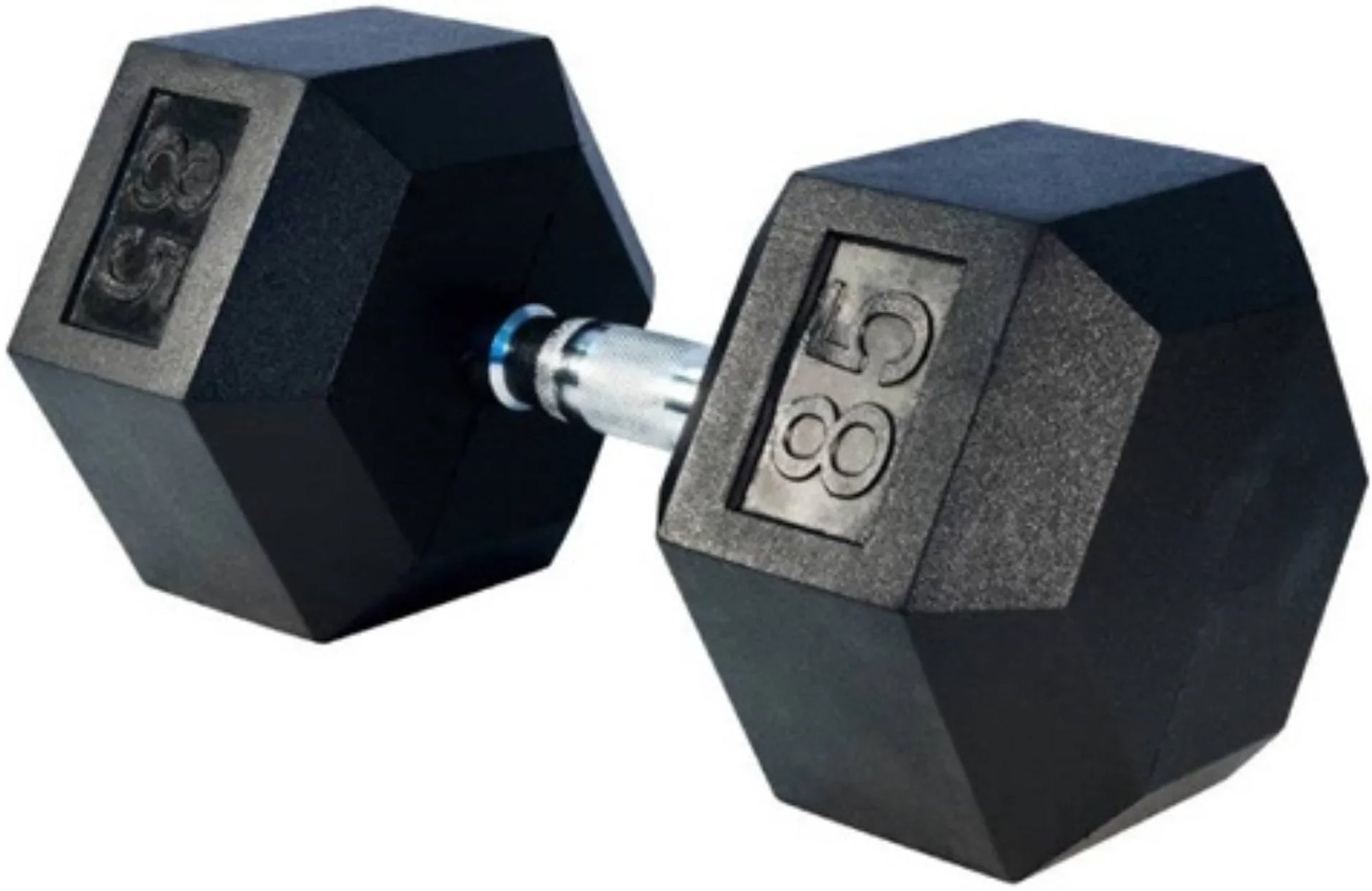 French Fitness Rubber Coated Hex Dumbbell Set 80-100 lbs (New) Image 3