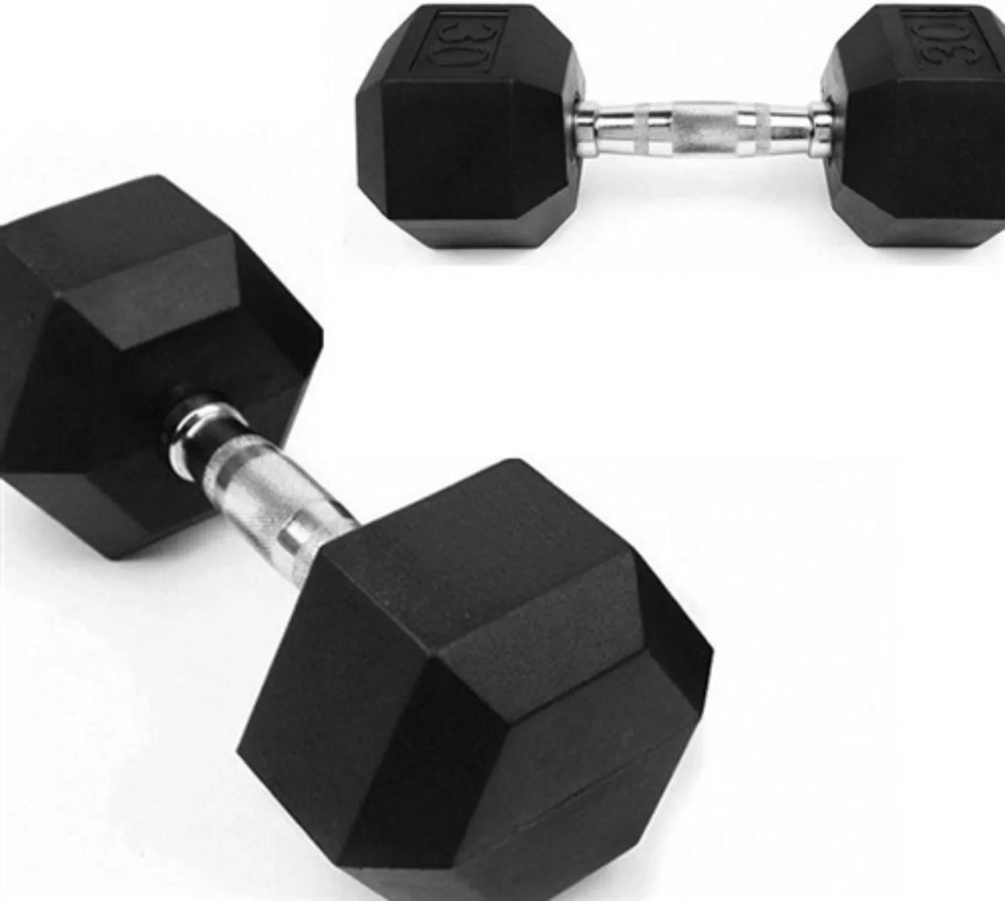 French Fitness Rubber Coated Hex Dumbbell Set 80-100 lbs (New) Image 9
