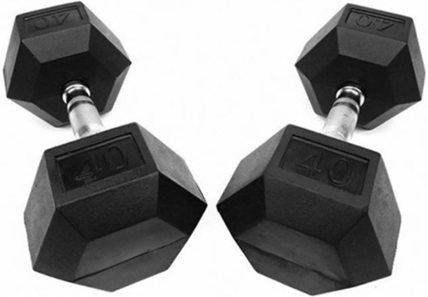 French Fitness Rubber Coated Hex Dumbbell Set 80-100 lbs (New) Image 10