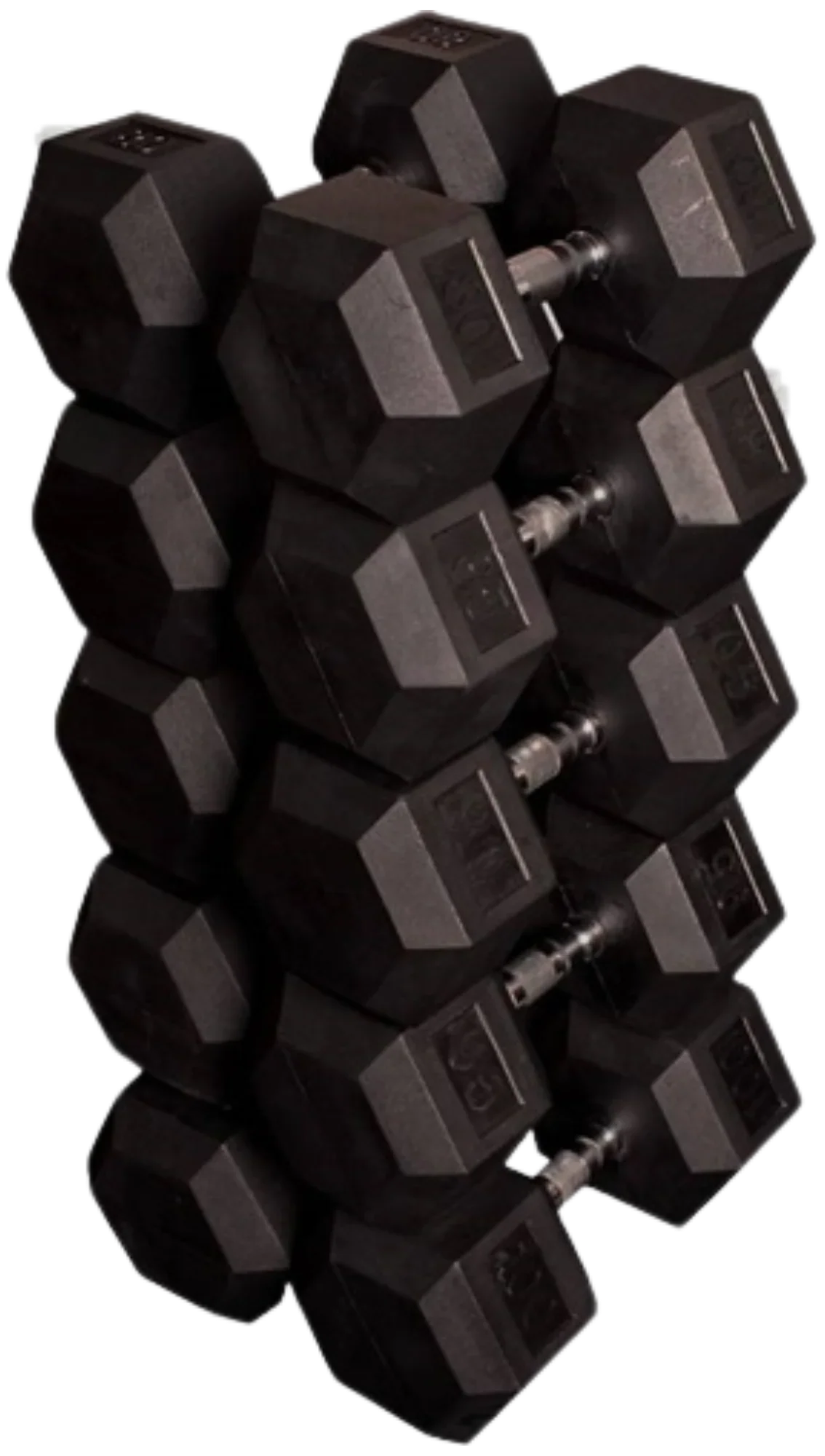French Fitness Rubber Coated Hex Dumbbell Set 80-100 lbs (New) Image
