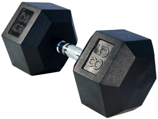 French Fitness Rubber Coated Hex Dumbbell 85 lbs - Single  (New) Image