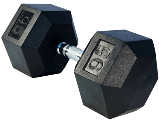 French Fitness Rubber Coated Hex Dumbbell 95 lbs - Single (New) Image