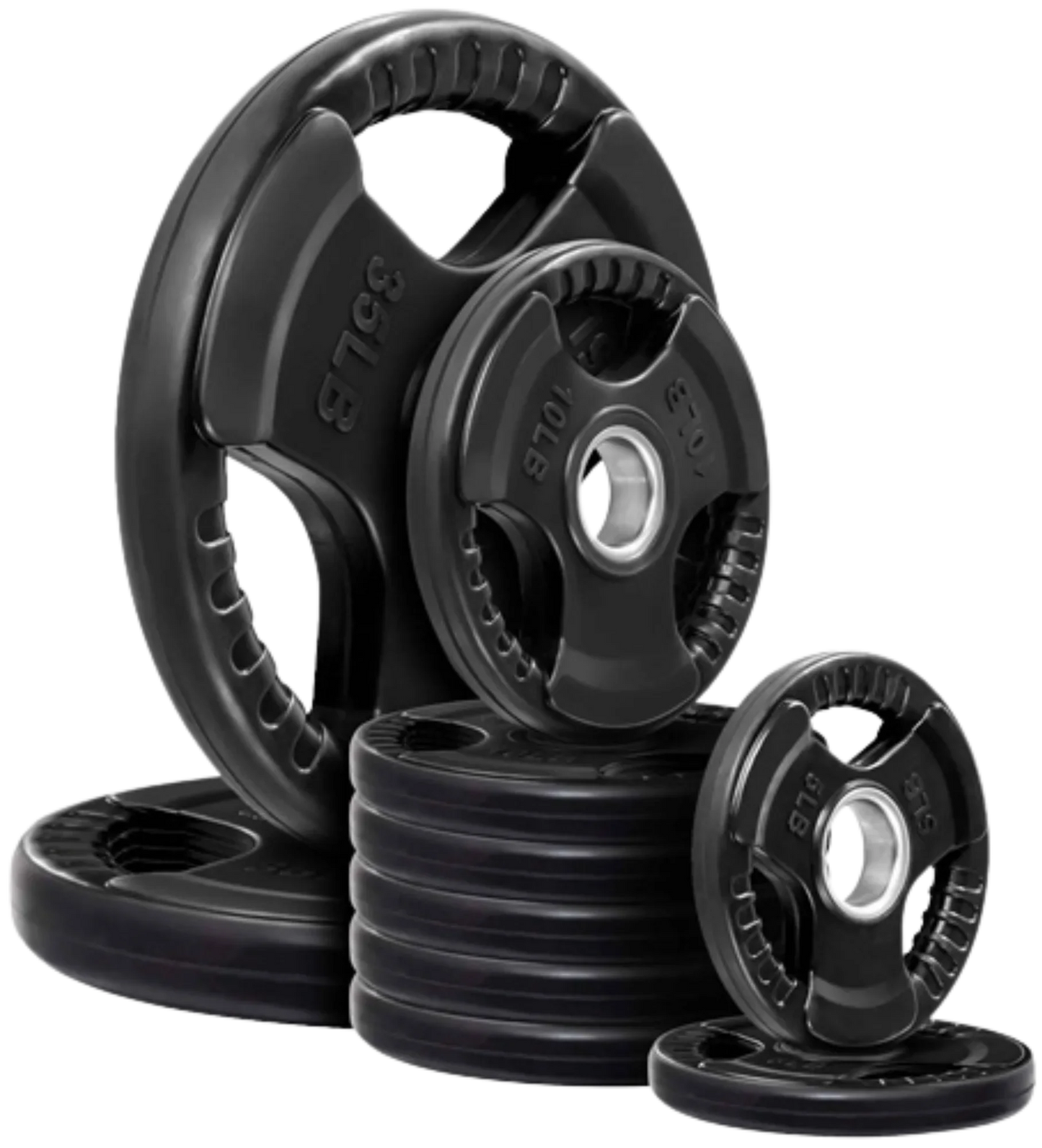 French Fitness Rubber Grip Olympic Weight Plate Set 140 lbs (New) Image