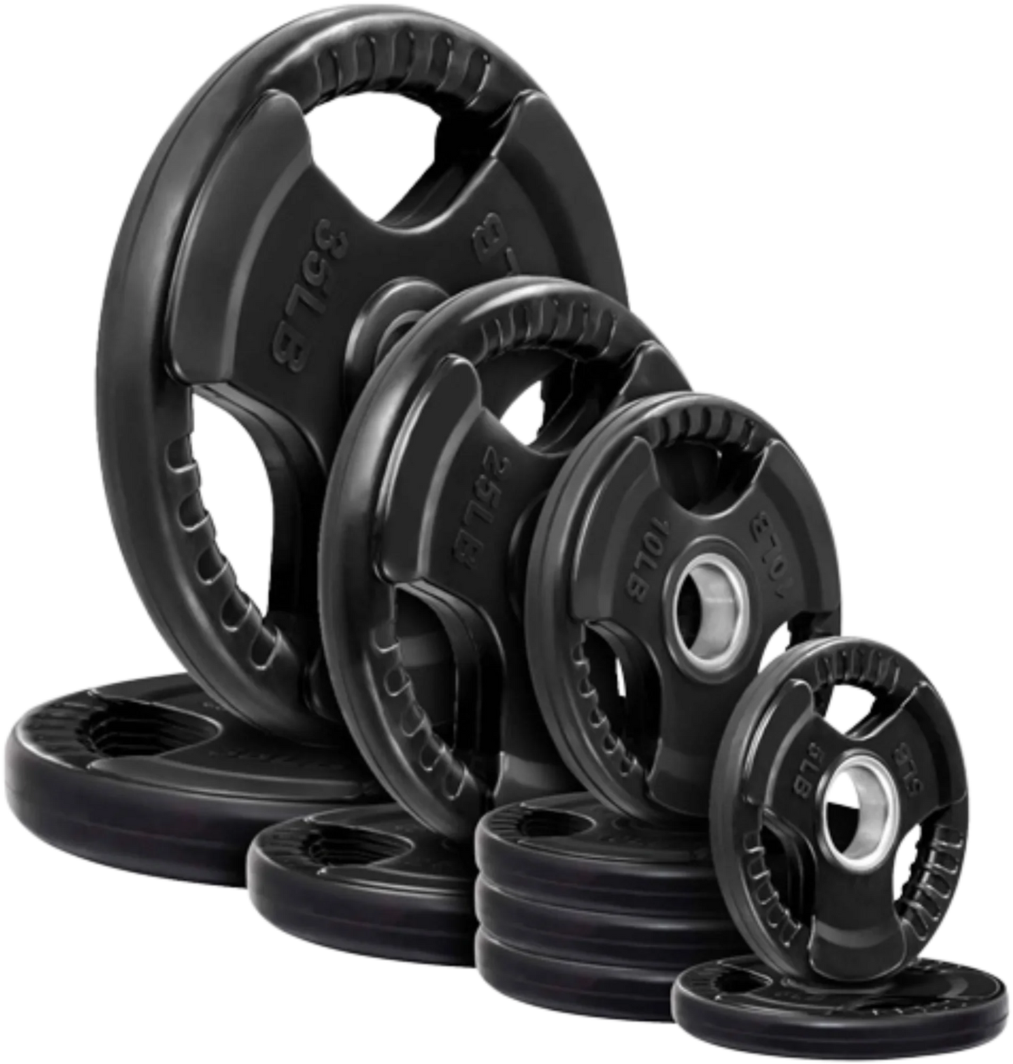 French Fitness Rubber Grip Olympic Weight Plate Set 170 lbs (New) Image