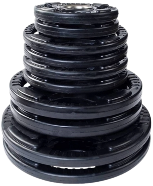 French Fitness Rubber Grip Olympic Weight Plate Set 190 lbs (New) Image