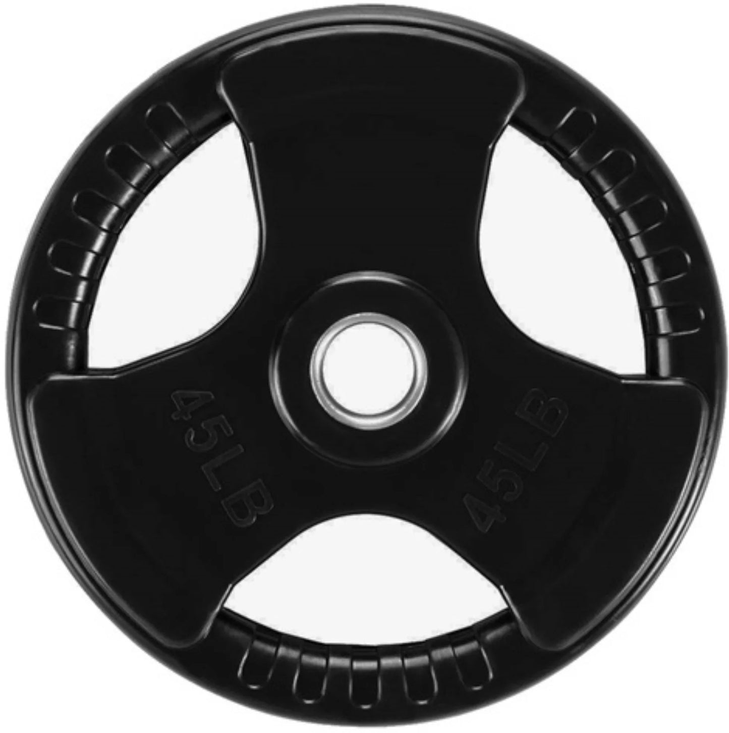 French Fitness Rubber Grip Weight Plate Set w/7 ft Olympic Bar 235 lbs (New) Image 9