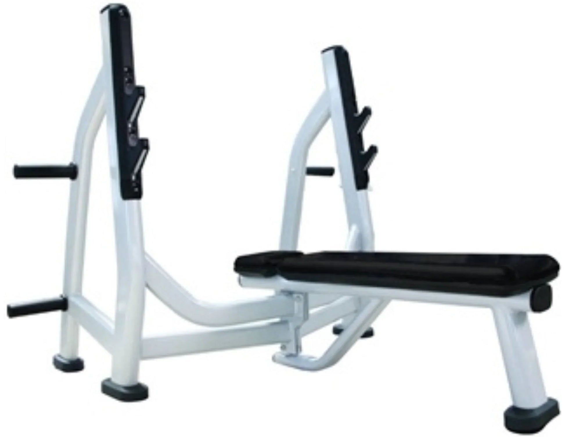 French Fitness Rubber Grip Weight Plate Set w/7 ft Olympic Bar 235 lbs + Bench (New) Image 6