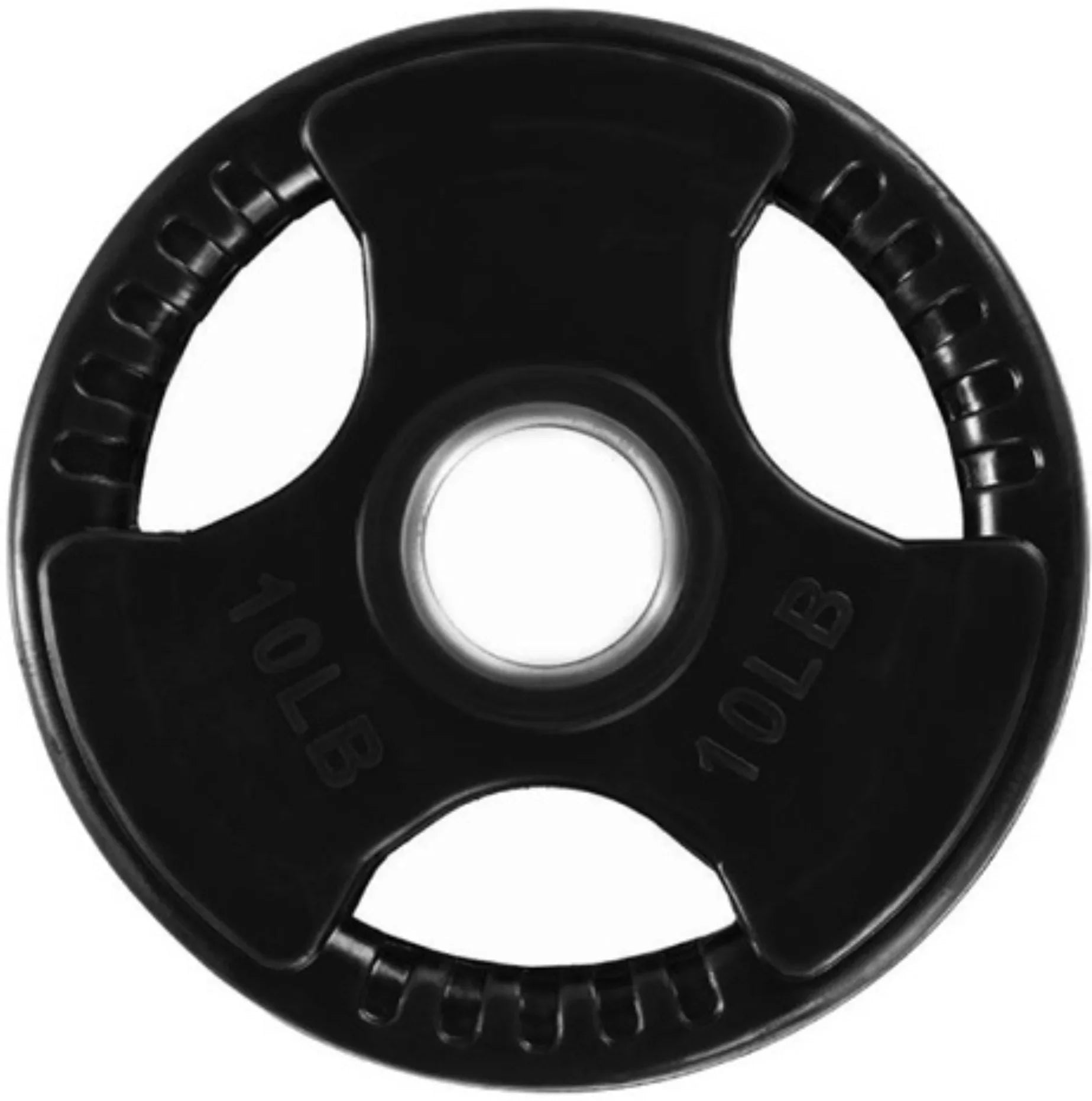 French Fitness Rubber Grip Weight Plate Set w/7 ft Olympic Bar 235 lbs + Bench (New) Image 9