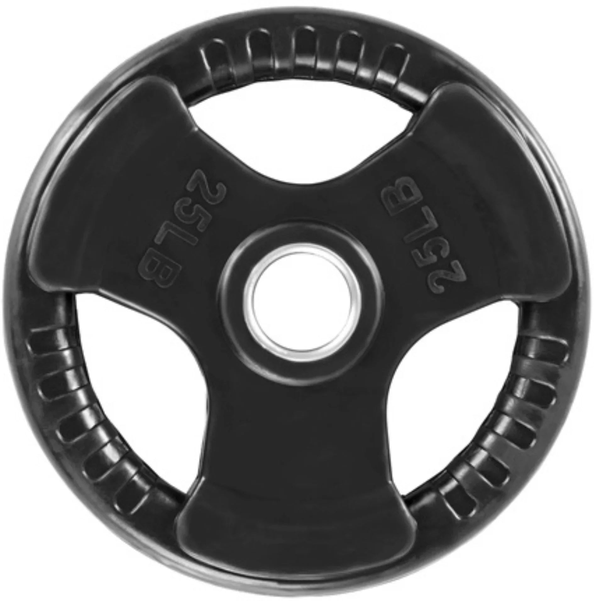French Fitness Rubber Grip Olympic Plate 25 lbs Black (New) Image 2
