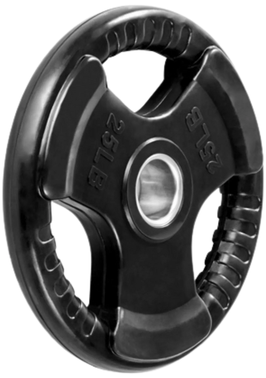 French Fitness Rubber Grip Olympic Plate 25 lbs Black (New) Image