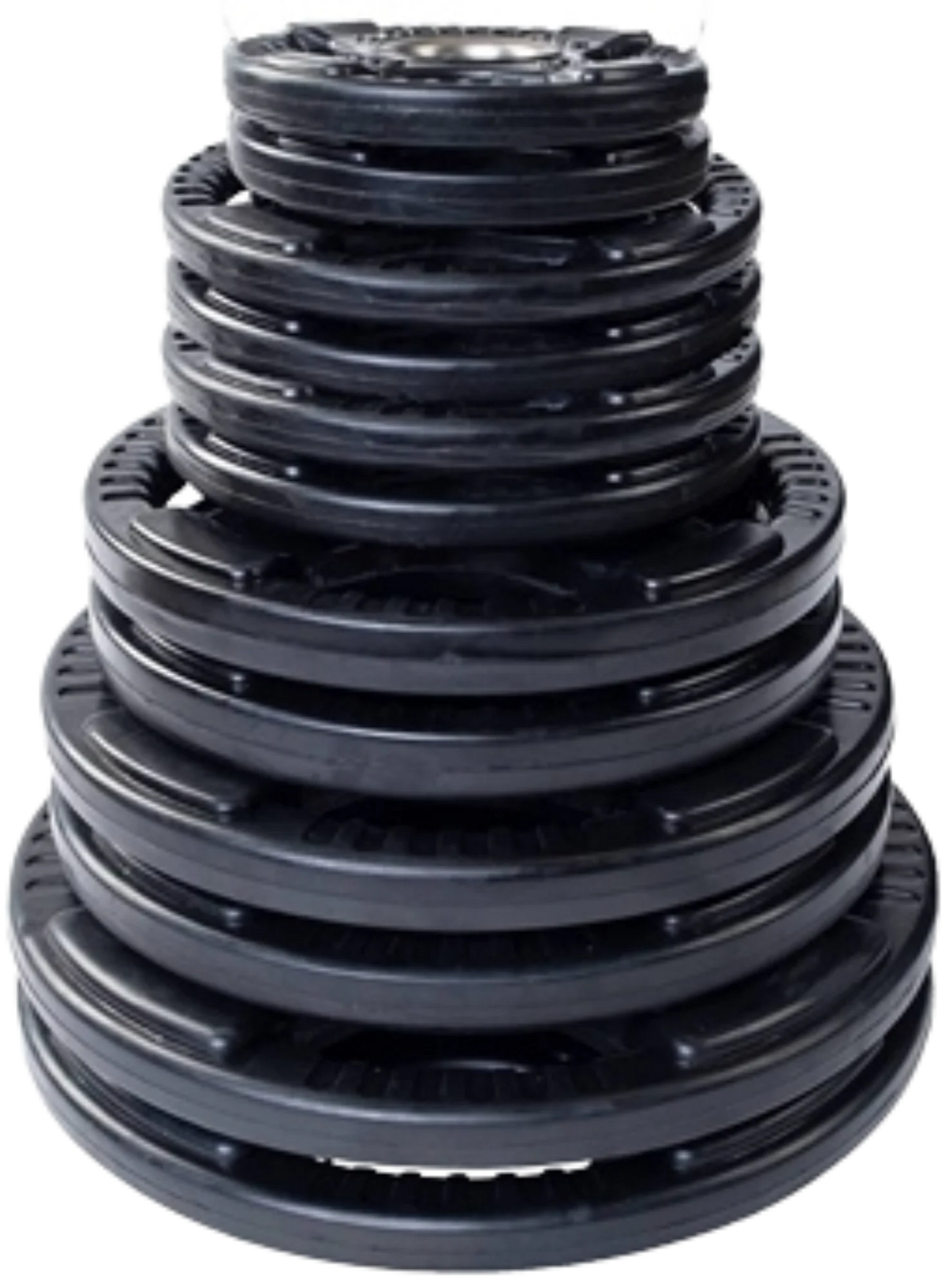French Fitness Rubber Grip Olympic Weight Plate Set 260 lbs (New) Image