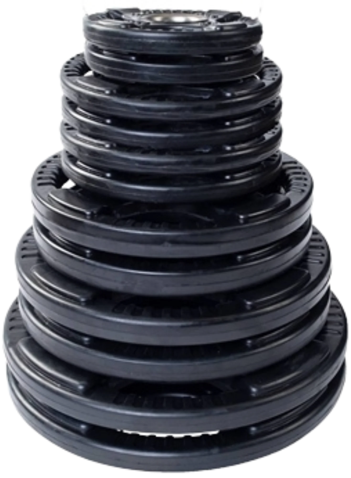 French Fitness Rubber Grip Olympic Weight Plate Set 260 lbs (New) Image