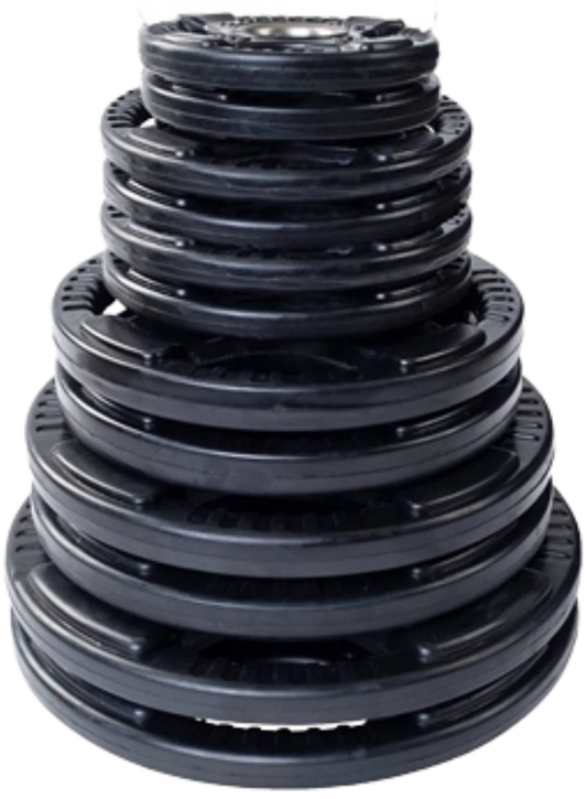 French Fitness Rubber Grip Olympic Weight Plate Set 260 lbs (New) Image