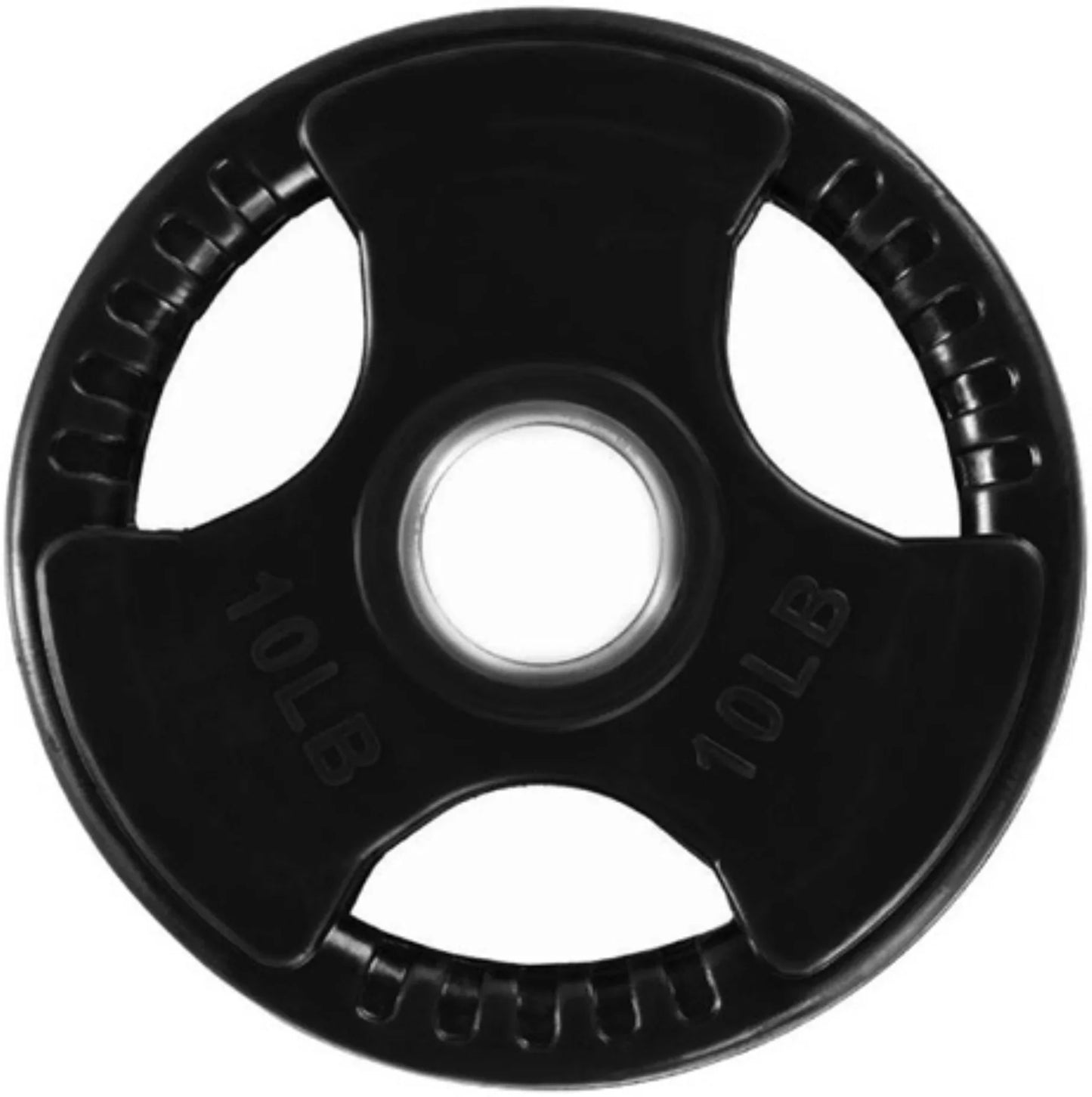 French Fitness Rubber Grip Weight Plate Set w/7 ft Olympic Bar 305 lbs (New) Image 7