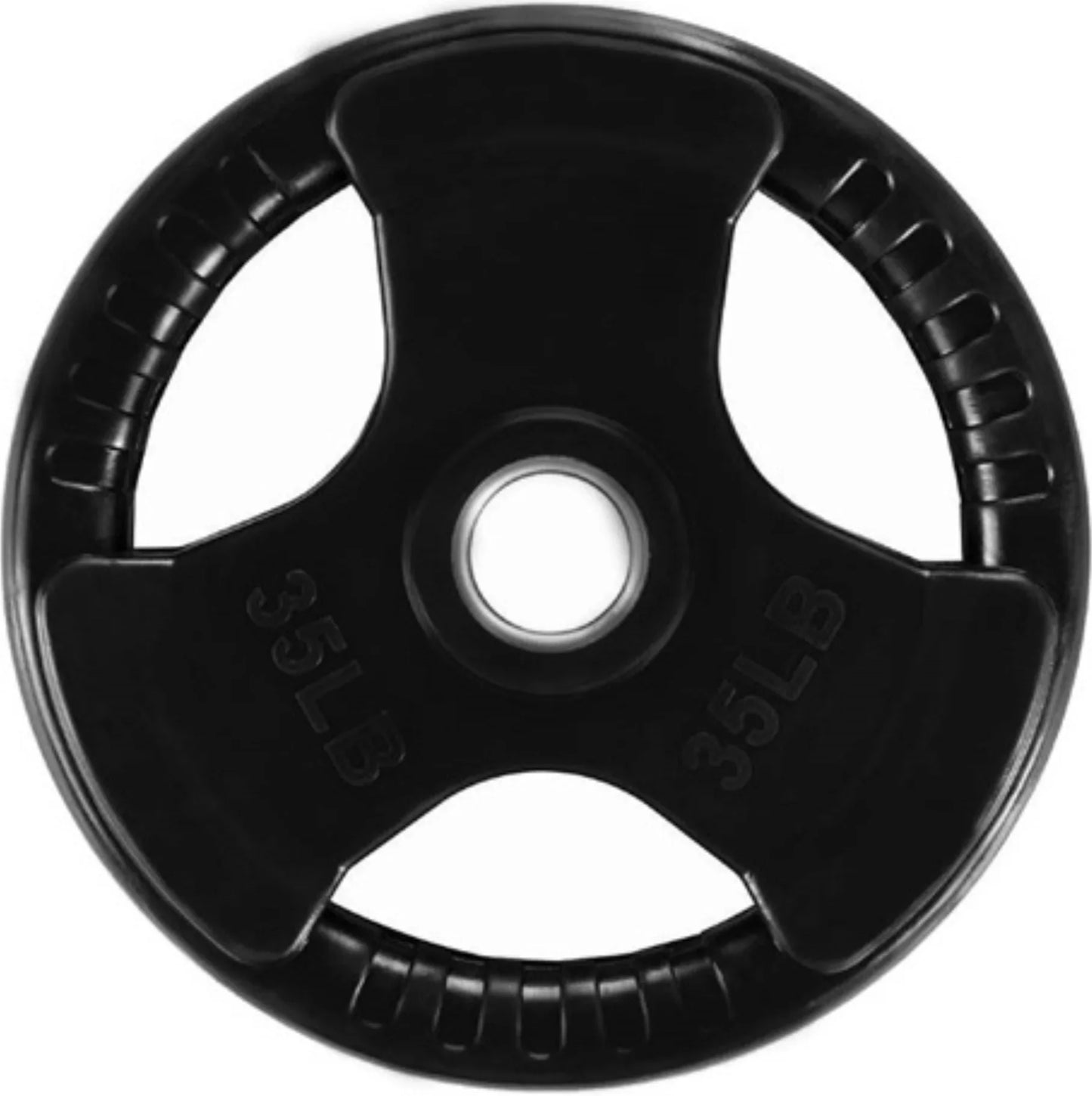 French Fitness Rubber Grip Weight Plate Set w/7 ft Olympic Bar 305 lbs (New) Image 9