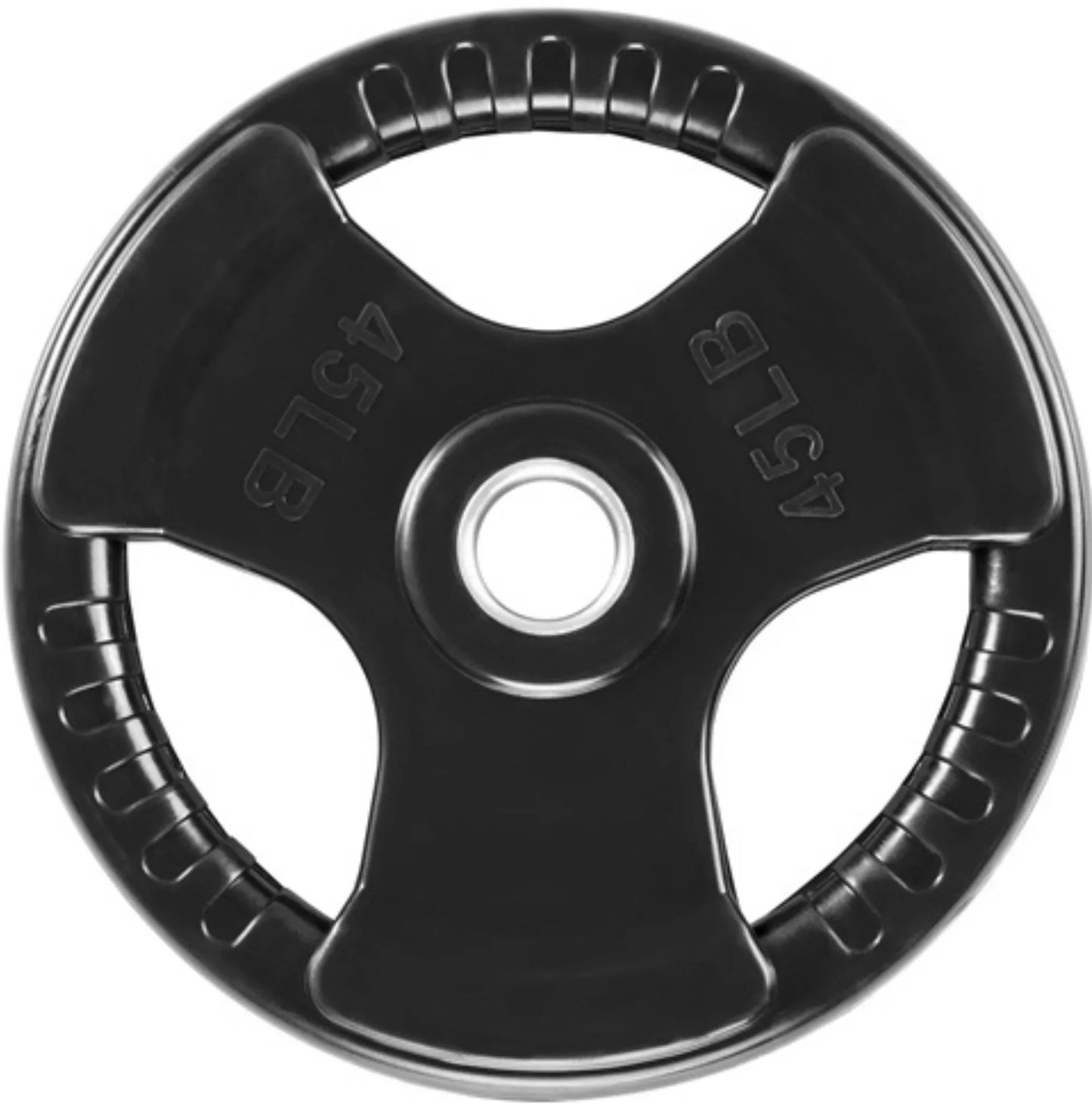 French Fitness Rubber Grip Weight Plate Set w/7 ft Olympic Bar 305 lbs (New) Image 10