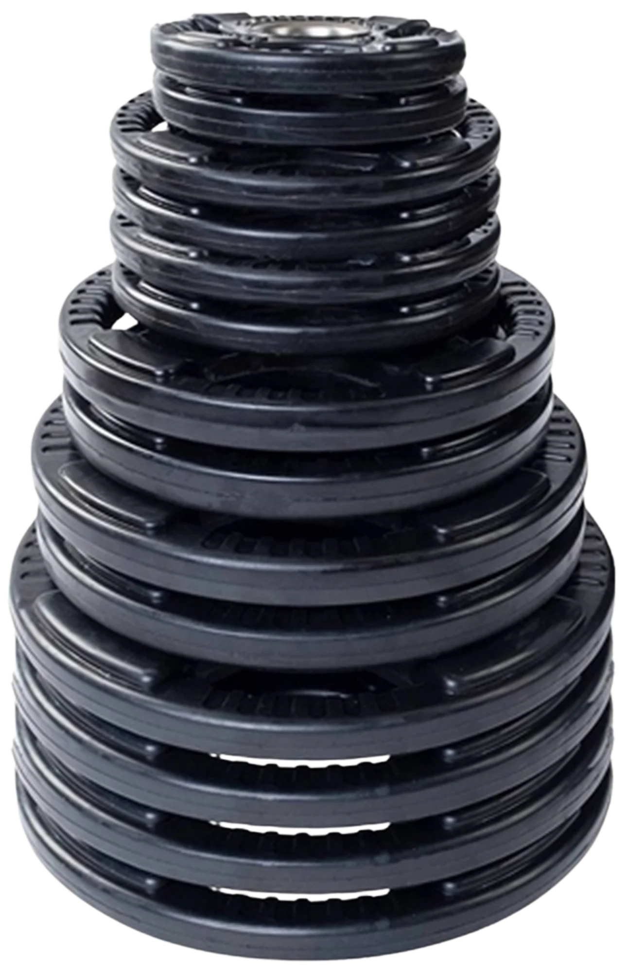 French Fitness Rubber Grip Olympic Weight Plate Set 350 lbs (New) Image