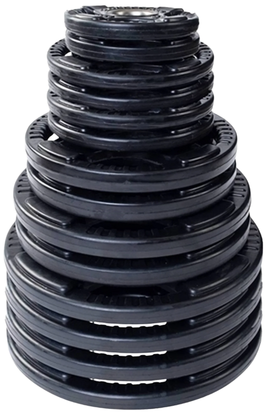 French Fitness Rubber Grip Olympic Weight Plate Set 350 lbs (New) Image