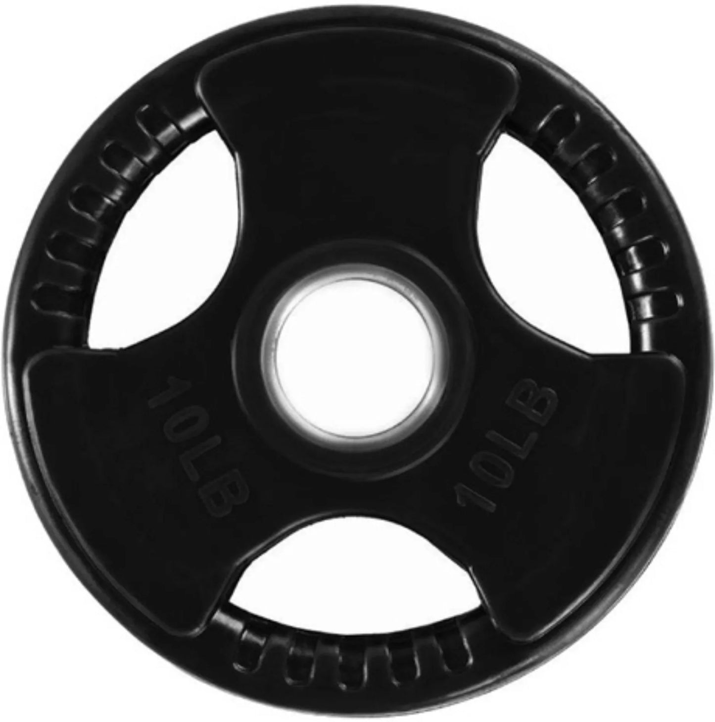 French Fitness Rubber Grip Weight Plate Set w/7 ft Olympic Bar 395 lbs (New) Image 7