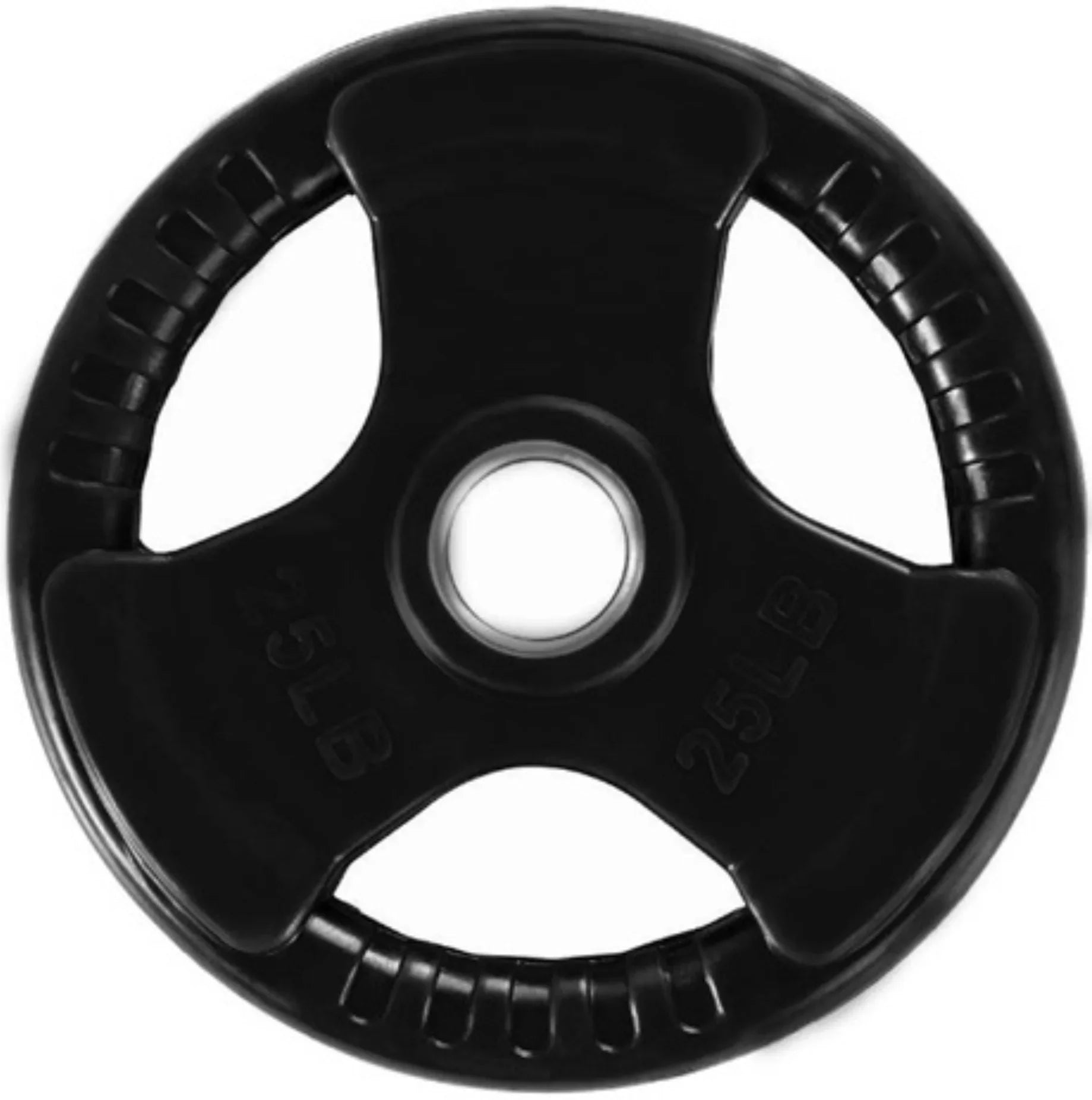 French Fitness Rubber Grip Weight Plate Set w/7 ft Olympic Bar 395 lbs (New) Image 8