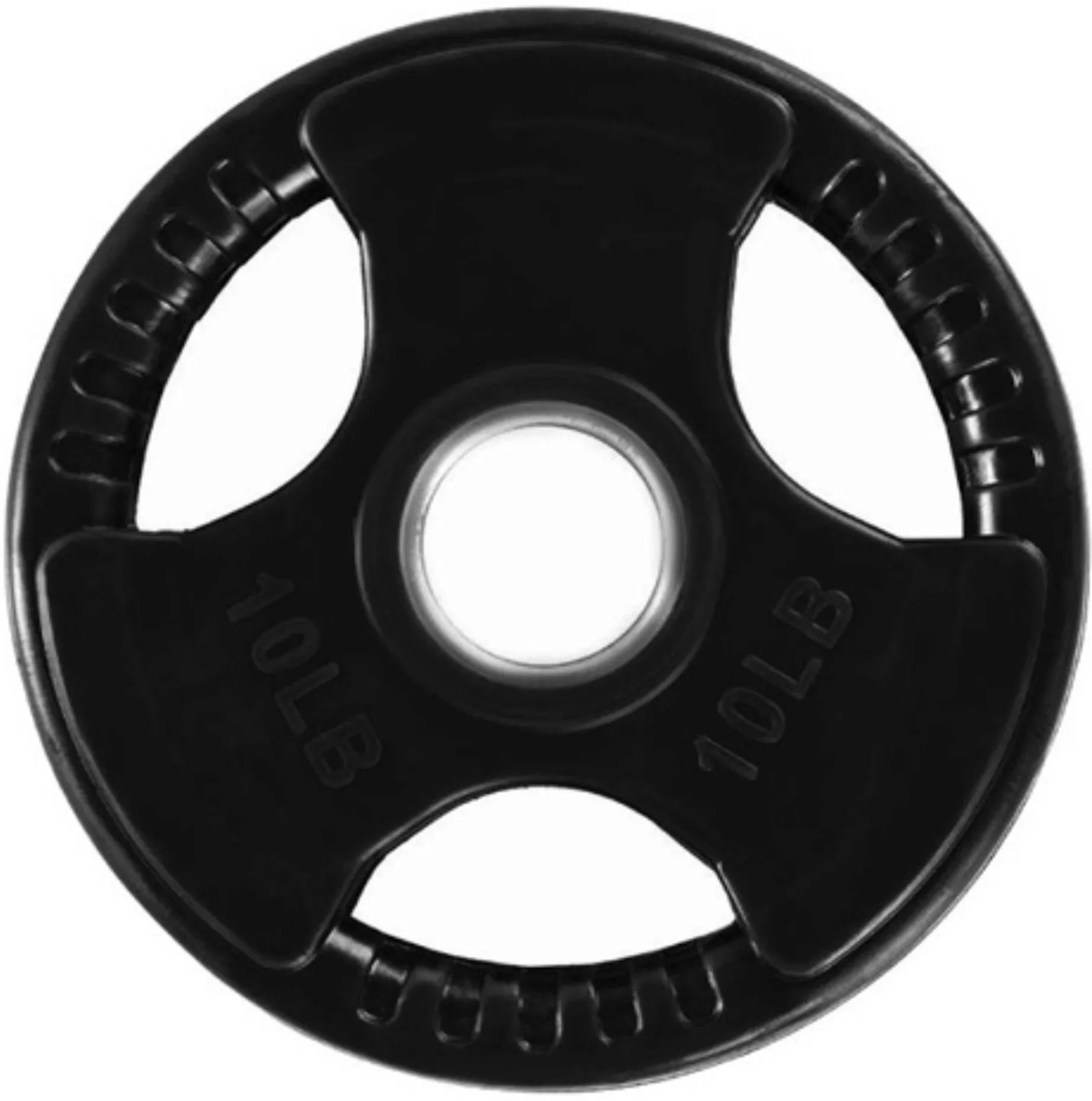 French Fitness Rubber Grip Weight Plate Set w/7 ft Olympic Bar 395 lbs + Bench (New) Image 9