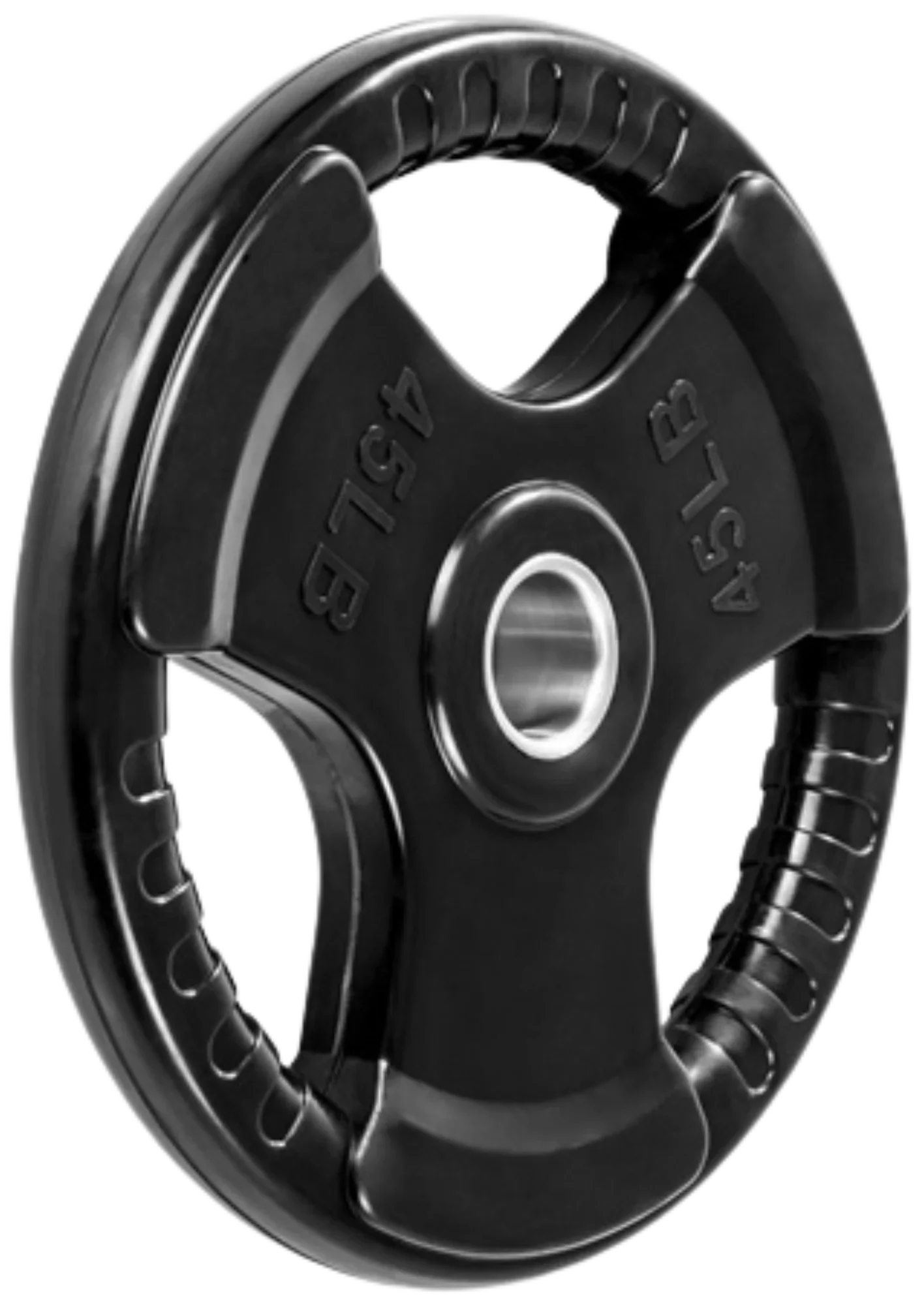 French Fitness Rubber Grip Olympic Plate 45 lbs Black (New) Image
