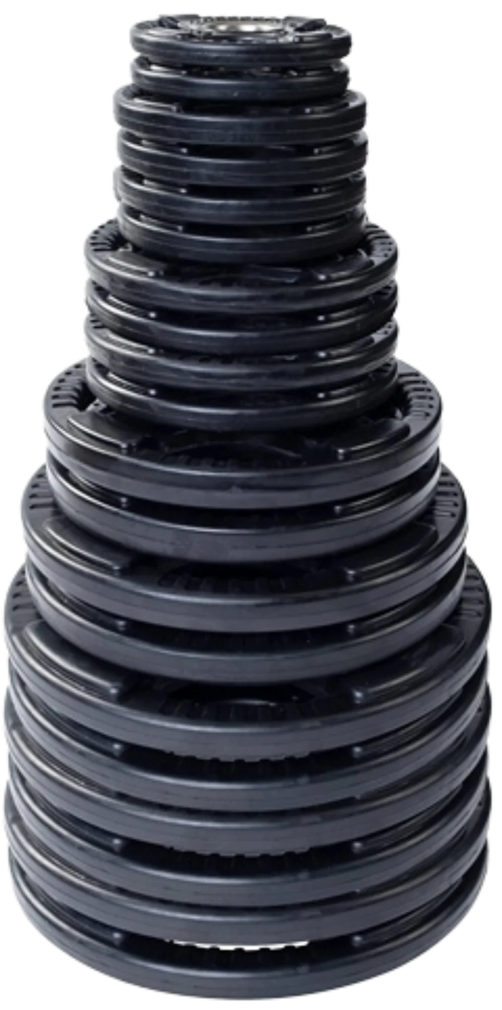 French Fitness Rubber Grip Olympic Weight Plate Set 450 lbs (New) Image