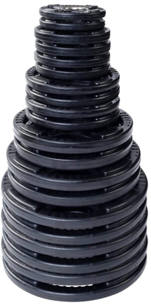 French Fitness Rubber Grip Olympic Weight Plate Set 450 lbs (New) Image