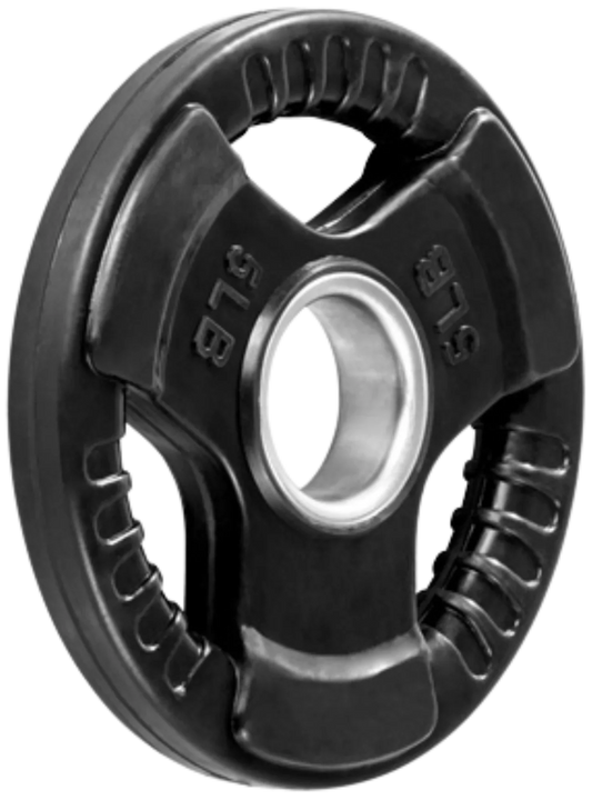 French Fitness Rubber Grip Olympic Plate 5 lbs Black (New) Image