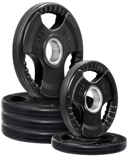 French Fitness Rubber Grip Olympic Weight Plate Set 50 lbs (New) Image