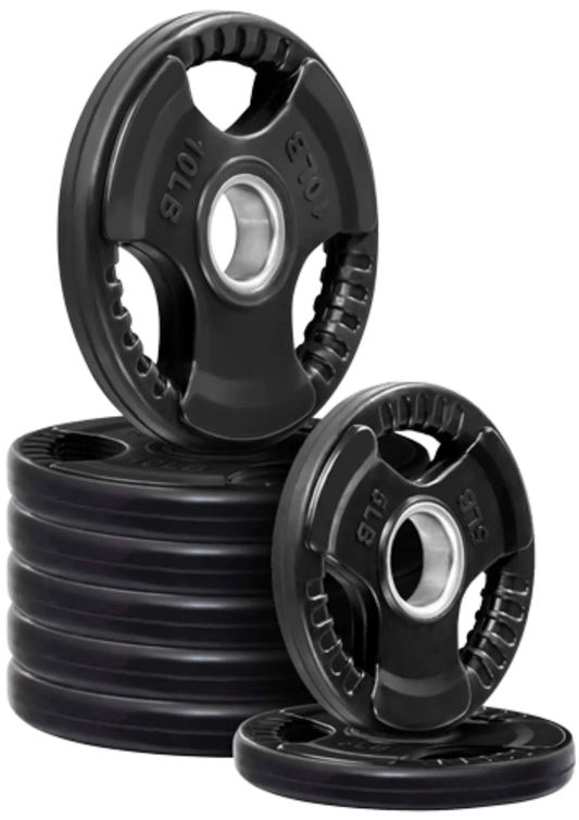 French Fitness Rubber Grip Olympic Weight Plate Set 70 lbs (New) Image