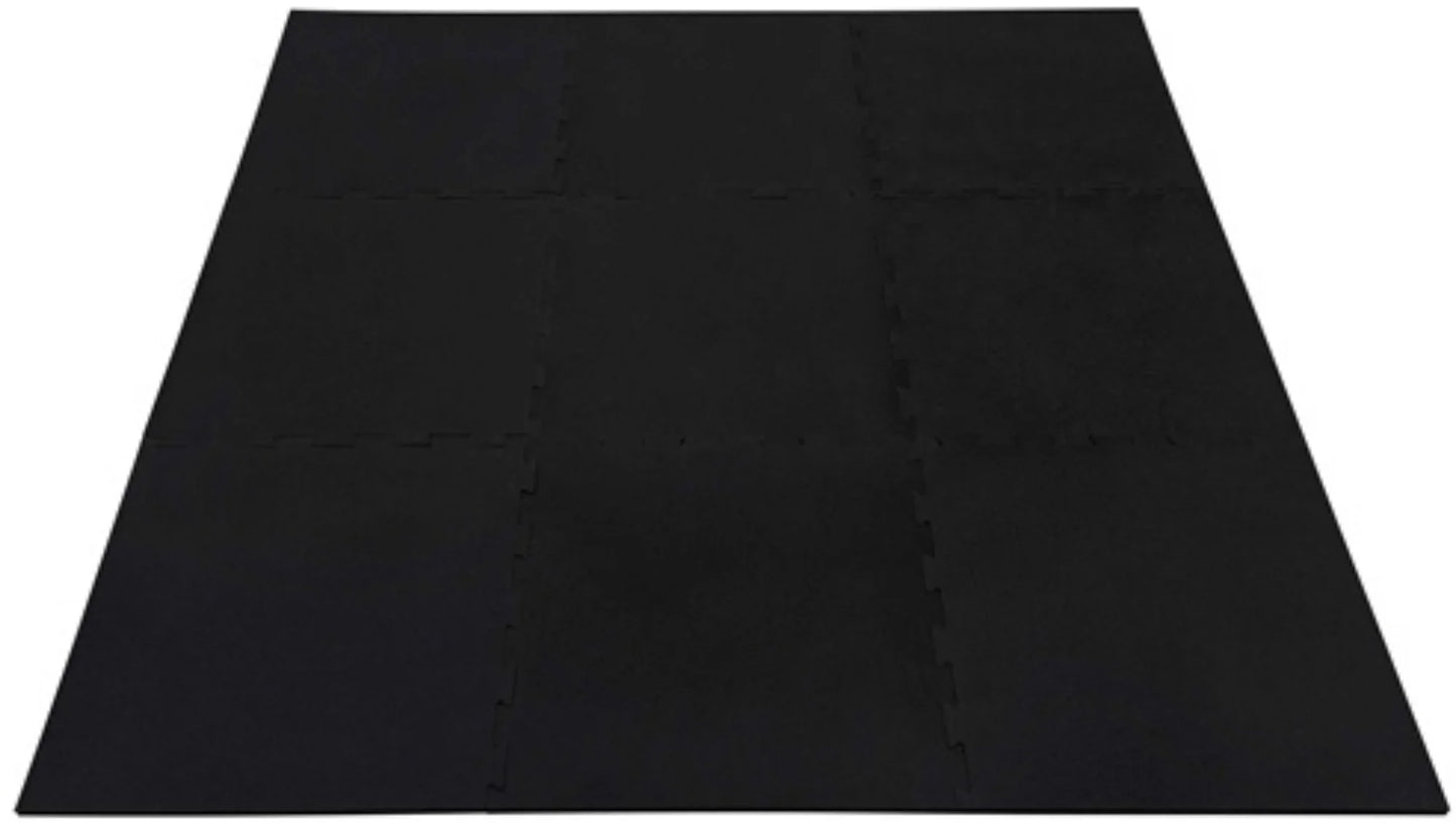 French Fitness - 24" x 24" Rubber Gym Interlocking Tiles w/Edge, Middle, Corner Pieces (New) - Front View