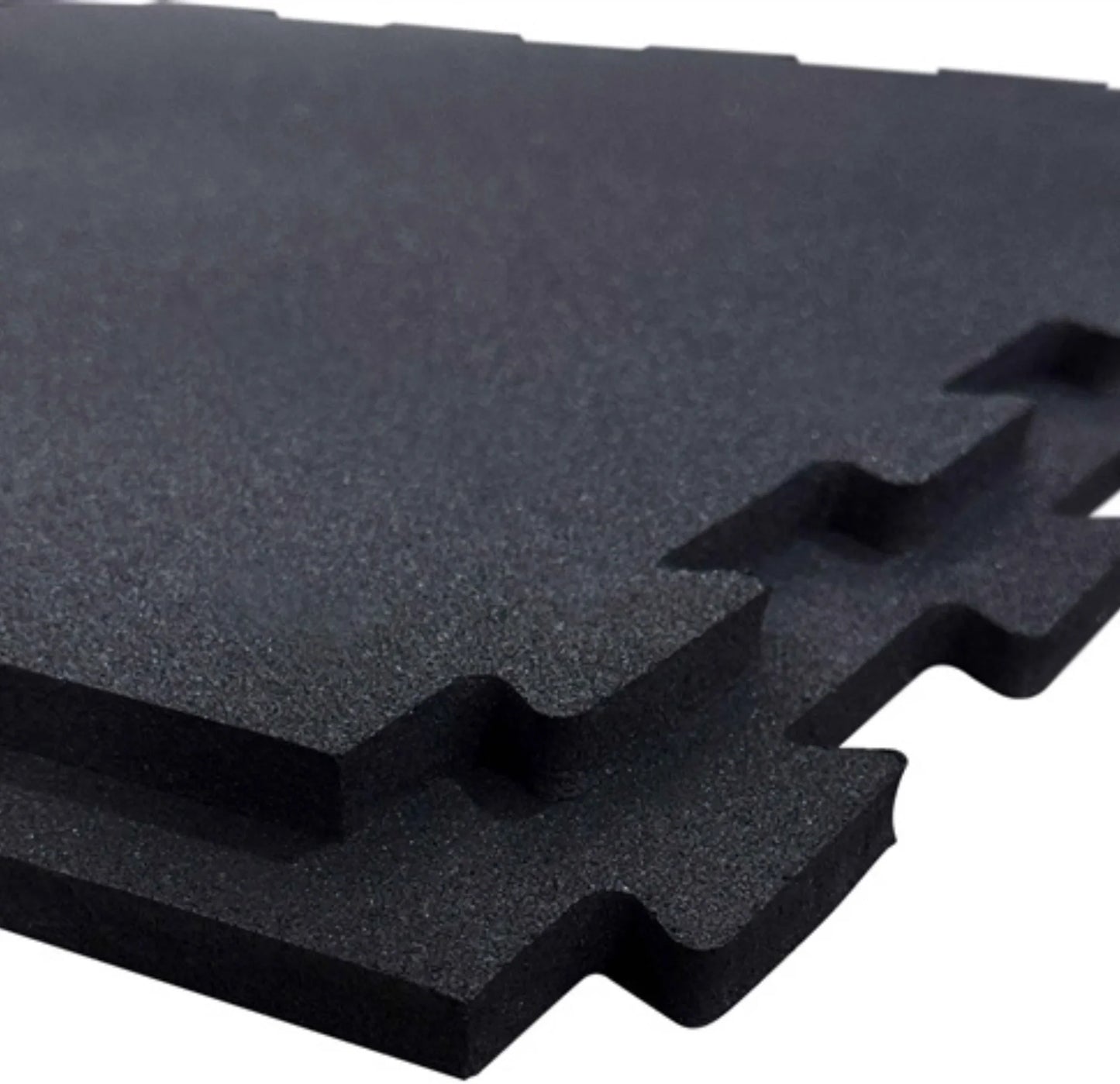 French Fitness - 24" x 24" Rubber Gym Interlocking Tiles w/Edge, Middle, Corner Pieces (New) - Close Up View