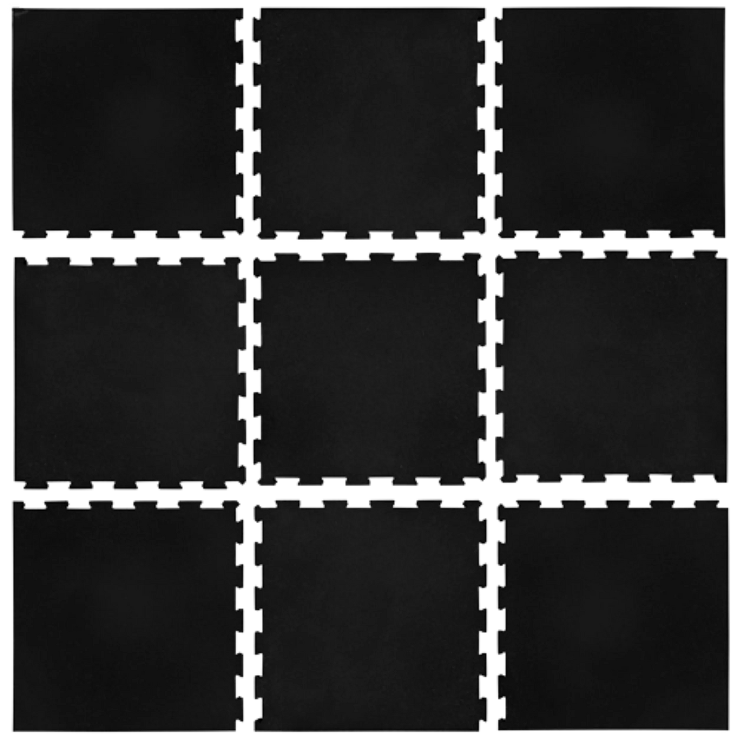 French Fitness - 24" x 24" Rubber Gym Interlocking Tiles w/Edge, Middle, Corner Pieces (New) - Layout View