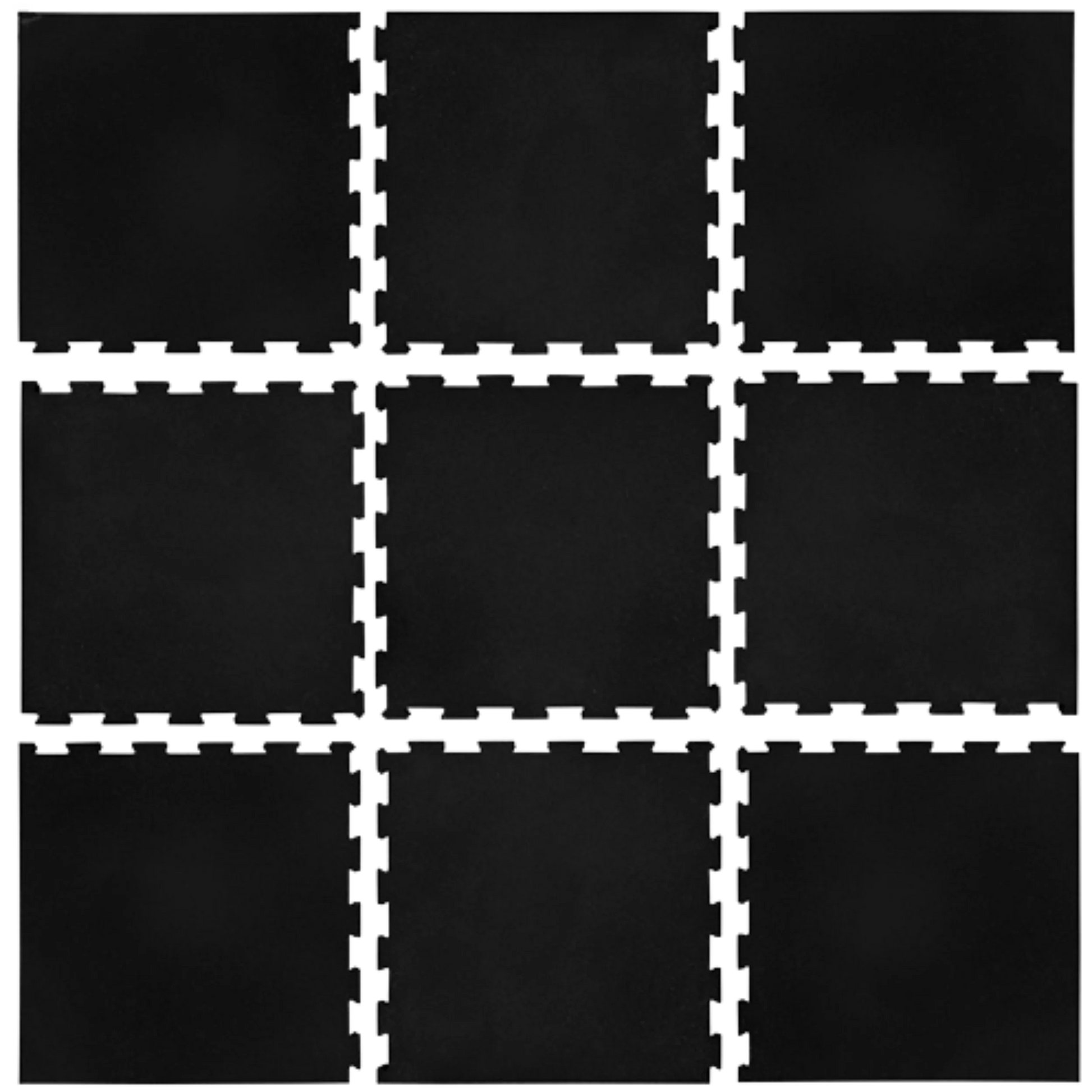 French Fitness - 24" x 24" Rubber Gym Interlocking Tiles w/Edge, Middle, Corner Pieces (New) - Layout View