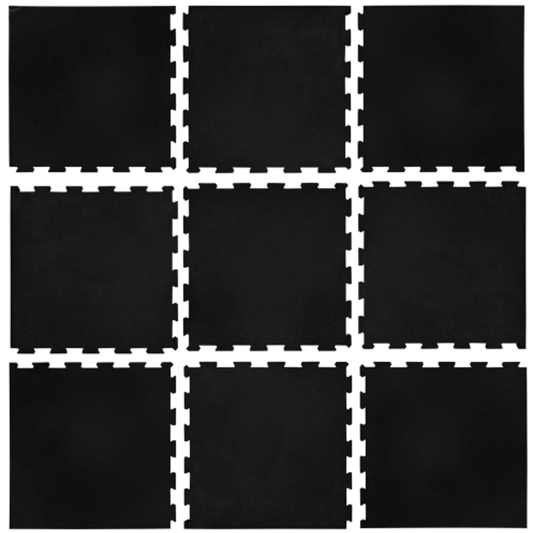 French Fitness - 24" x 24" Rubber Gym Interlocking Tiles w/Edge, Middle, Corner Pieces (New) - Layout View