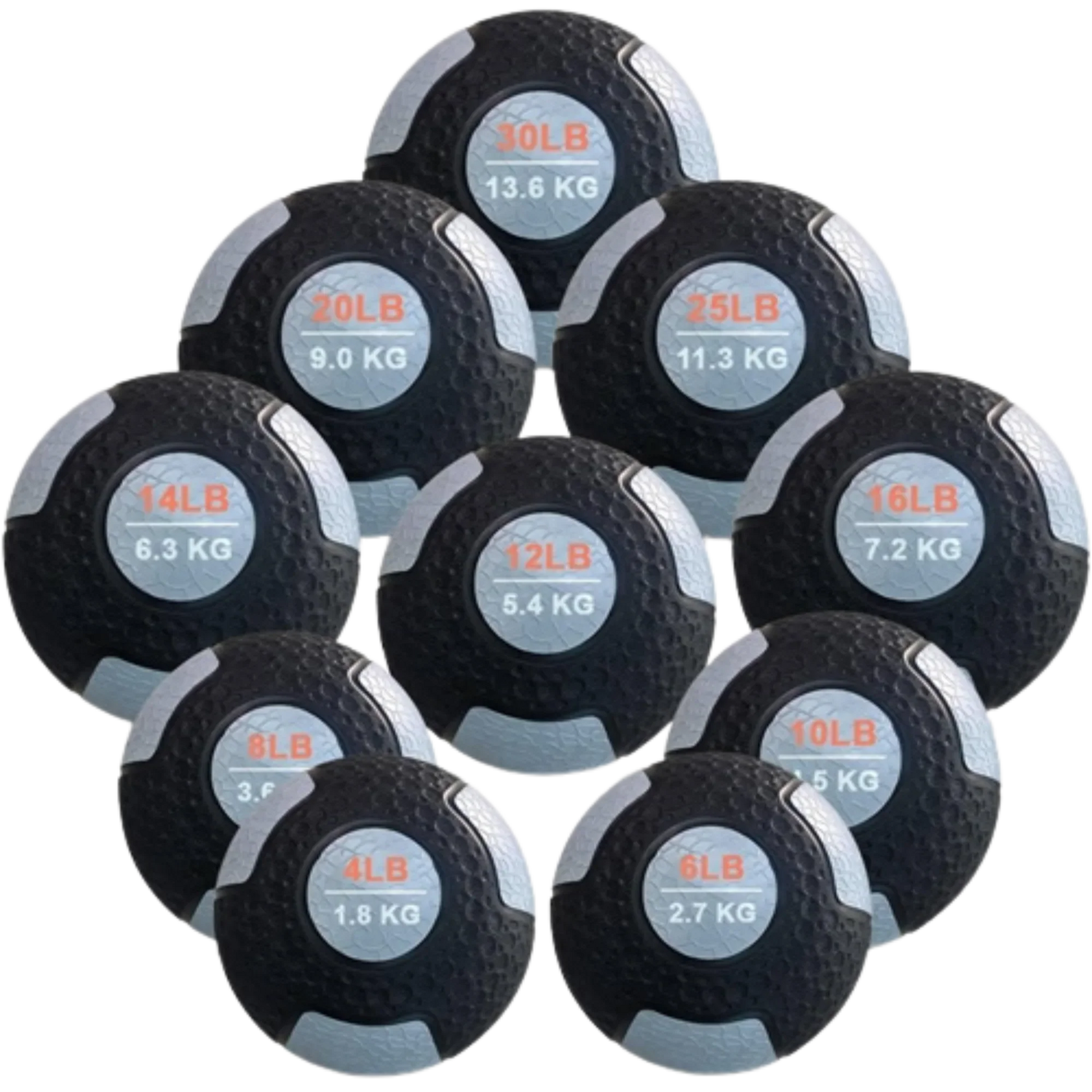 French Fitness Rubber Medicine Ball Set of 10 (4 to 30 lbs) (New) Image