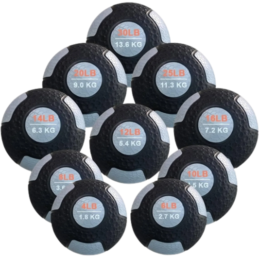 French Fitness Rubber Medicine Ball Set of 10 (4 to 30 lbs) (New) Image