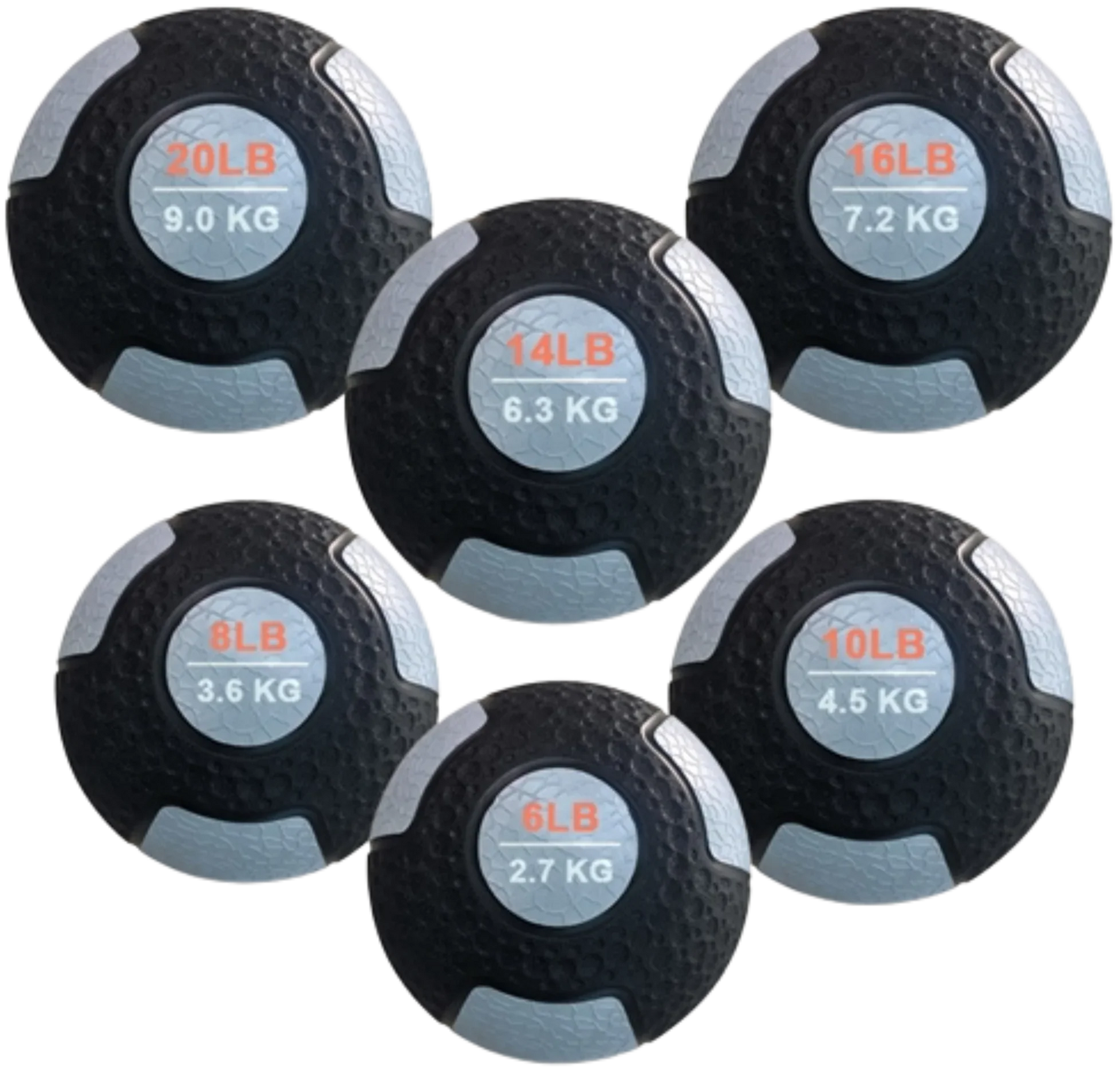 French Fitness Rubber Medicine Ball Set of 6 (6 to 20 lbs) (New) Image