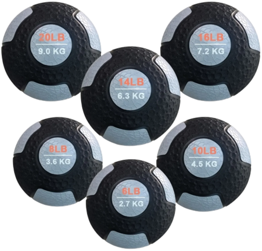 French Fitness Rubber Medicine Ball Set of 6 (6 to 20 lbs) (New) Image