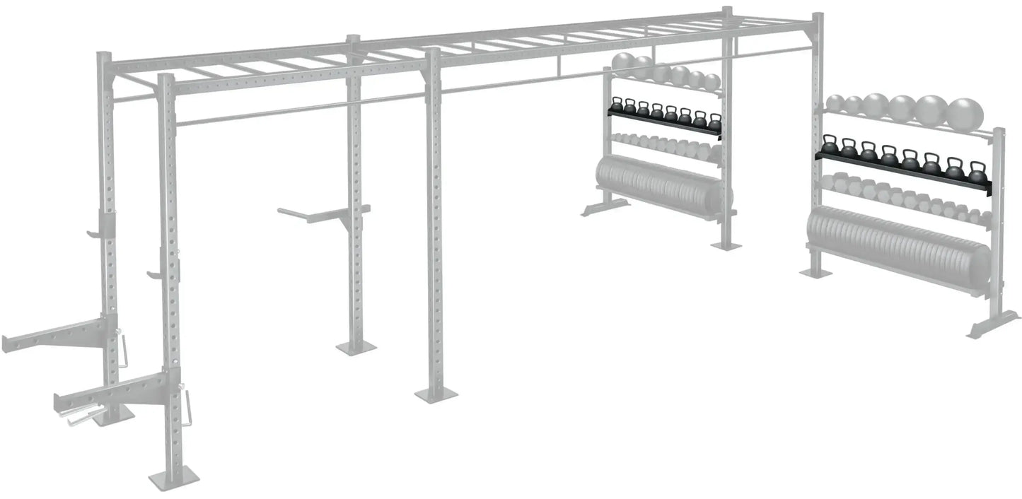 French Fitness 43" Rack & Rig Kettlebell Tier/Tray Attachment (New) - Side View