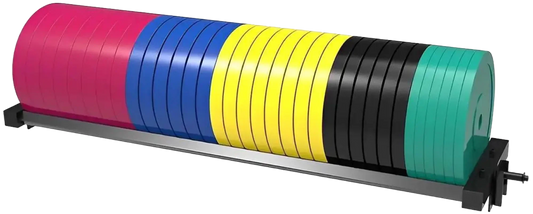 French Fitness - 71" Rack & Rig Bumper Plate Tier/Tray Attachment (New) - Angled View