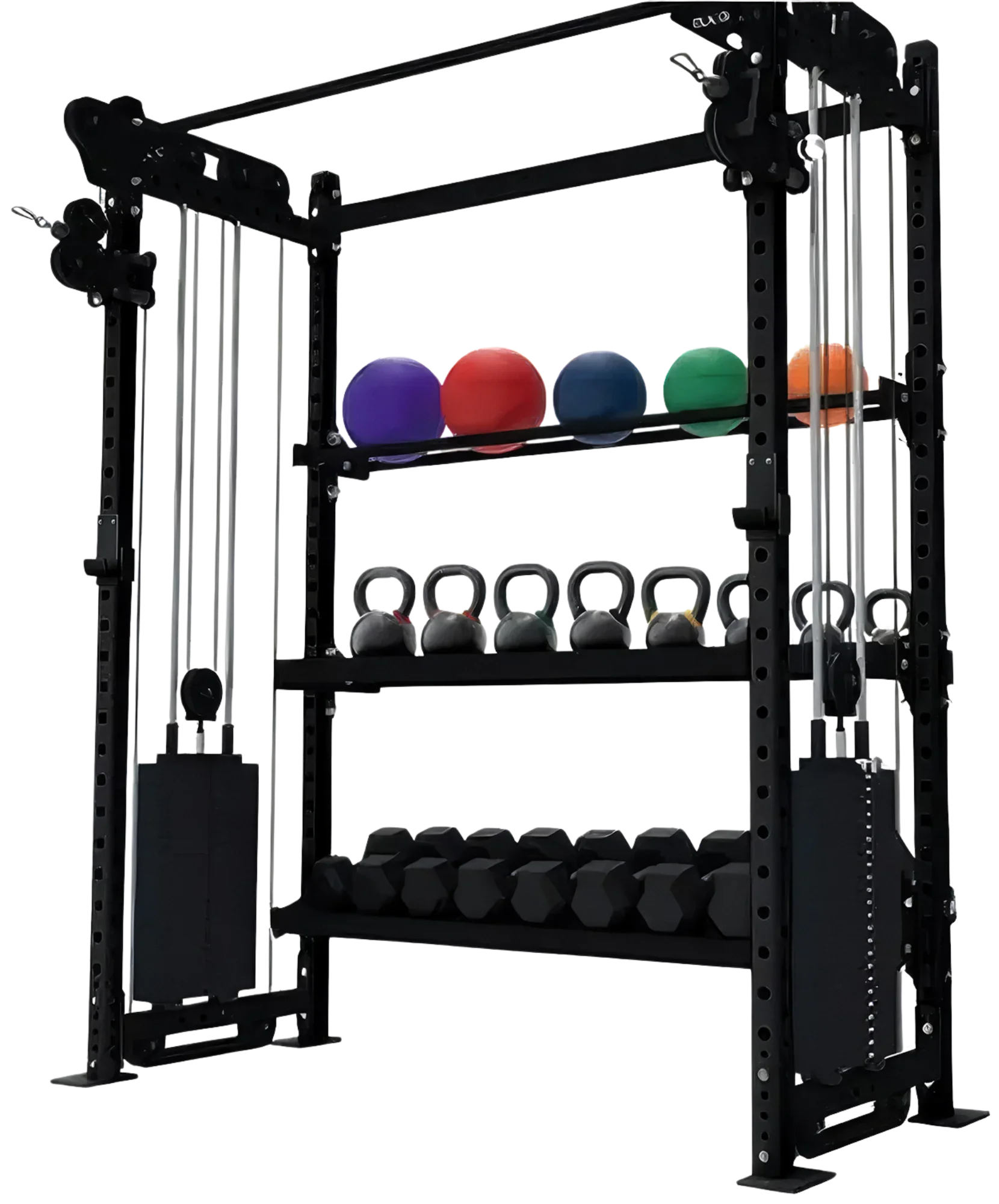 French Fitness Rig & Rack Functional Trainer w/3 Tier Storage 49" (New) Image