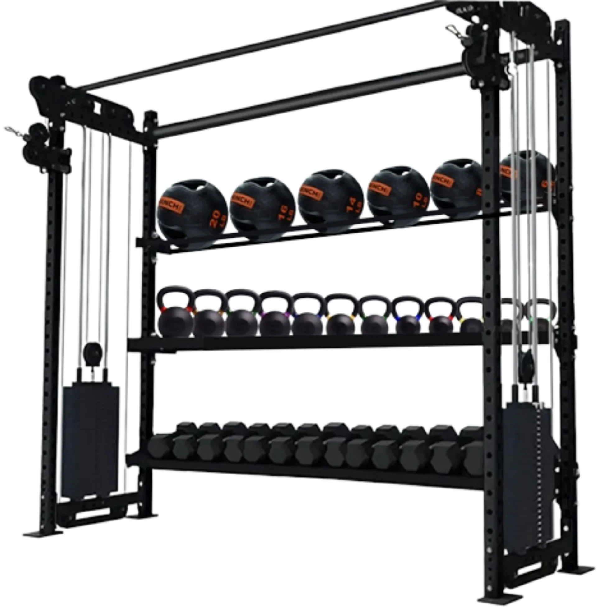 French Fitness Rig & Rack Functional Trainer w/3 Tier Storage 78" (New) Image