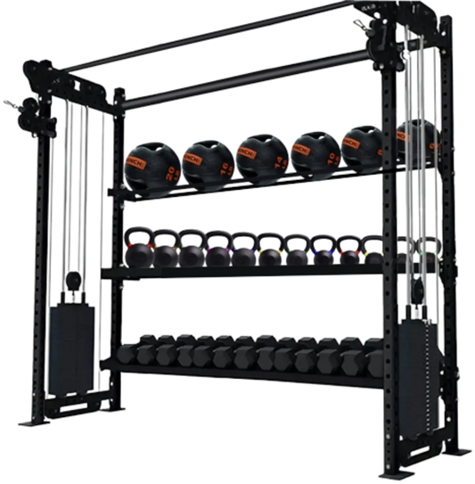 French Fitness Rig & Rack Functional Trainer w/3 Tier Storage 78" (New) Image